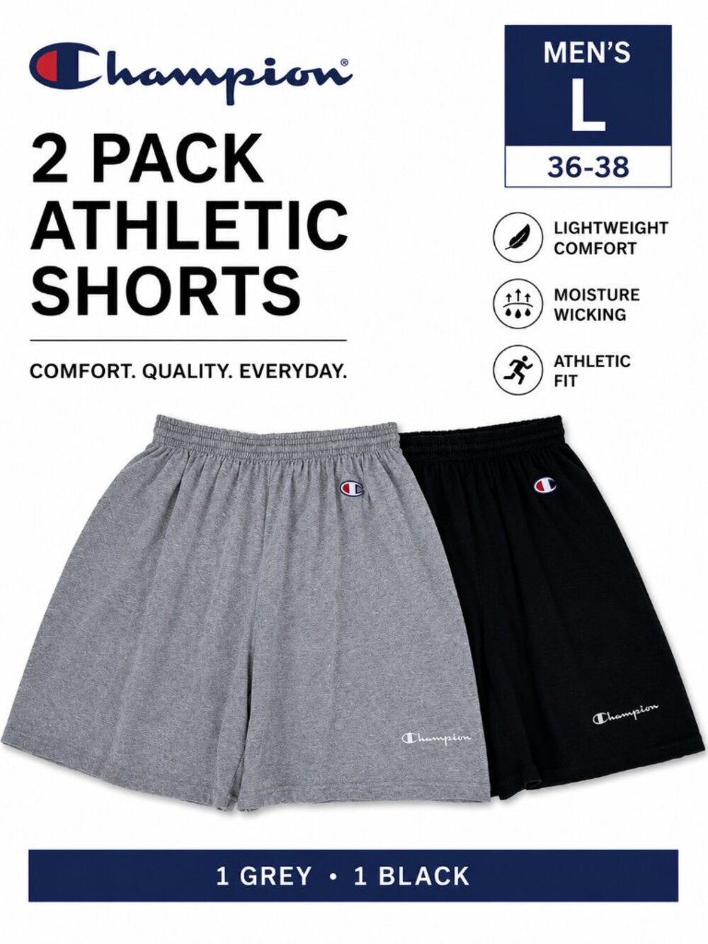 Champion Athletic Shorts Bundle 🏀 Black Gray Lot of 2 Size Large